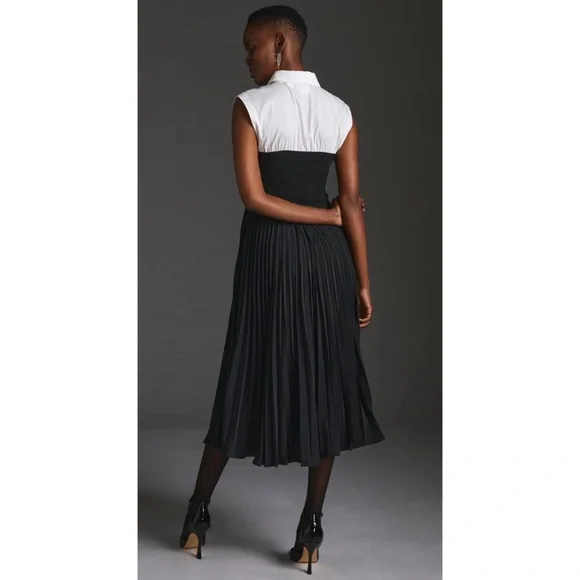 Maeve Pleated Twofer Midi ShirtDress